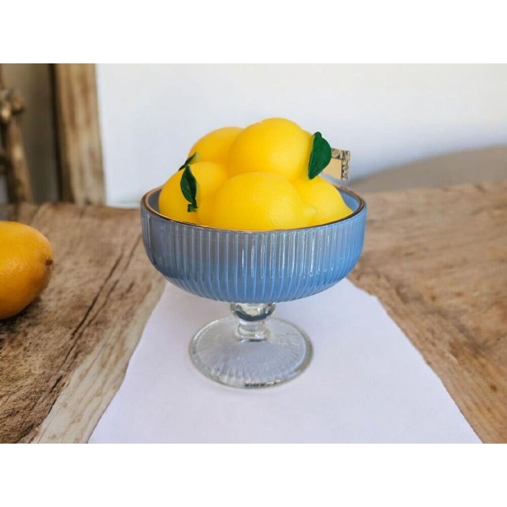 New Coastal Collection Nautical Beach Bowl Of Lemons Fruit Candle